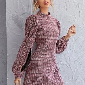 Shein dress pink black and white tweed size XL (12)